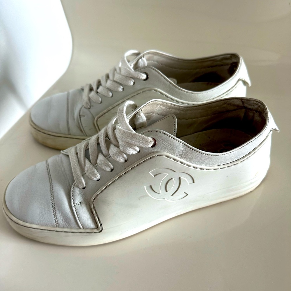 White CHANNEL sneakers